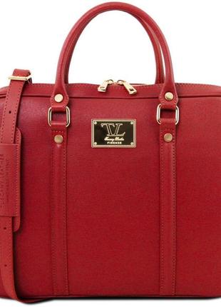 Эксклюзивный женский кожаный портфель tuscany tl141626 prato (красный)