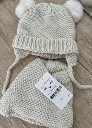 Комплект шапка + хомут шарф в стиле zara