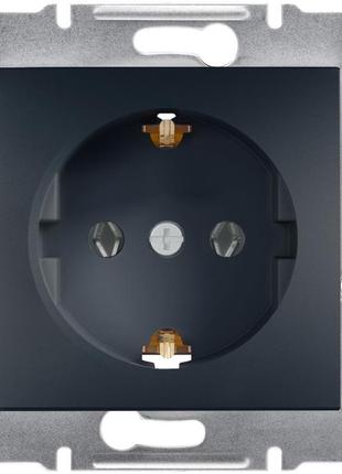 Розетка с заземлением и защитными шторками антрацит asfora schneider