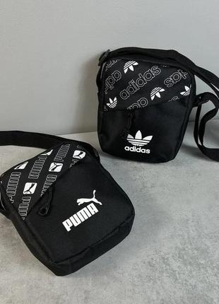 Мужская споривная барсетка черная сумка через плечо adidas адидас4 фото