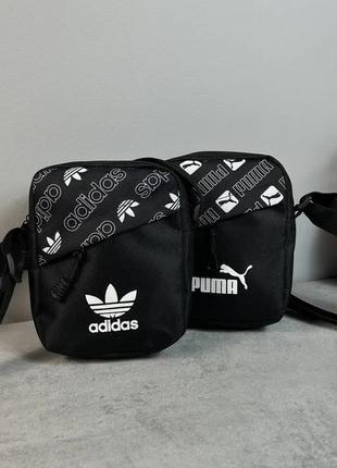 Мужская споривная барсетка черная сумка через плечо adidas адидас2 фото