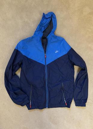 Синяя ветровка кофта с капюшоном куртка фирмы nike