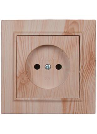 Розетка без заземления термопластик 16 а enzo светлое дерево