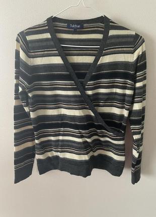 100% вовна кофта у смужку на запах