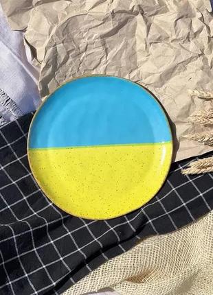 Тарілка десертна декор кераміка вільна дктк-21-в 21 см блакитна з жовтим