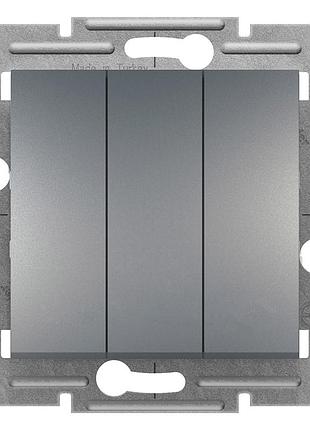 Выключатель 3-клавишный сталь asfora schneider
