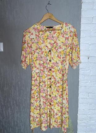 Платье в цветочный принт платья с имитацией пуговиц f&amp;f, xxxl 54р3 фото