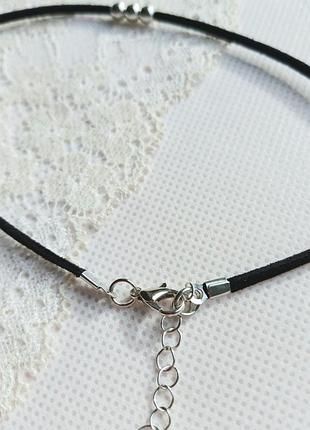 Минималистичный тонкий чокер на шею черный нежный красивый кожаный из экокожи...