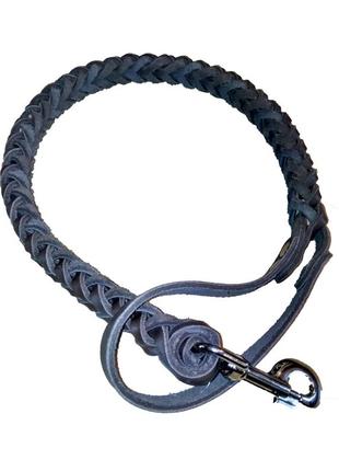 Поводок для собак плетенный кожа черный 1.4/3/93