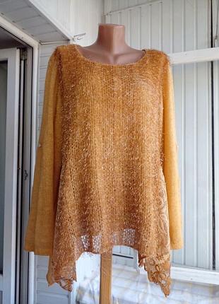 Итальянский мохеровый свитер джемпер паутинка большого размера батал