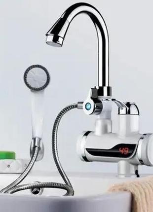 Проточний водонагрівач з lcd-екраном і душем instant electric heating water faucet (нижнє під'єднання)