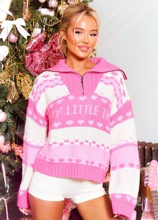 Яркий розовый свитер prettylittlething