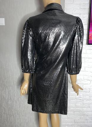 Сукня  на запах плаття-піджак розшите паєтками з обʼємними рукавами f&f, м2 фото
