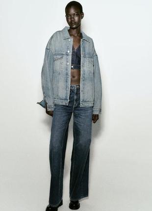 Утепленная джинсовая куртка оверсайз zara, xs-s, m-l, xl-xxl, оригинал