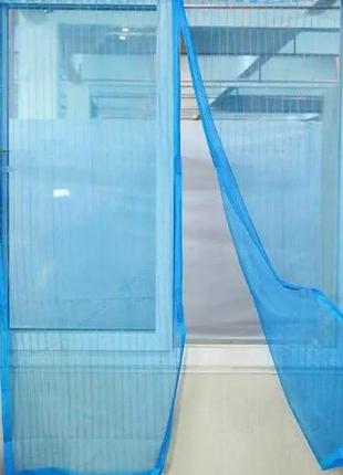 Дверная антимоскитная сетка на магнитах 210х100см  голубая6 фото