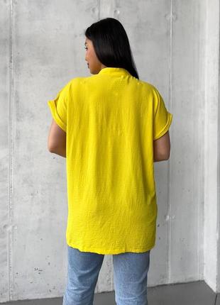 Удобная рубашка, р.48-50,52-54,56-58,60-62, креп, желтый4 фото