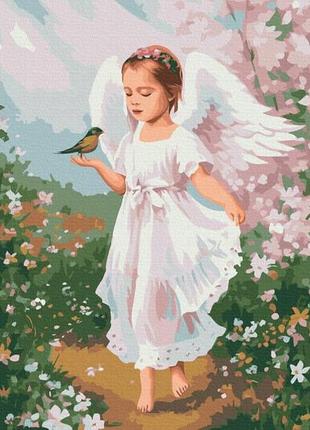 Картина за номерами ангелятко з пташкою bs53707