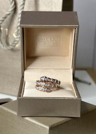 Серебряное колечко кольца в позолоте в стиле bulgari