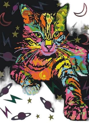 Алмазная мозаика неоновая кошка gzs1186