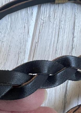 Женский поясок ремешок косичка черно- коричневый