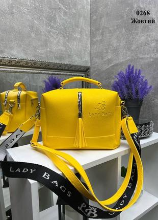 Женская стильная и качественная сумка из эко кожи желтая2 фото