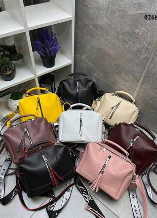 Женская стильная и качественная сумка из эко кожи желтая8 фото