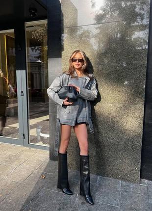 Косуха подовжена еко шкіра люкс якості по типу zara