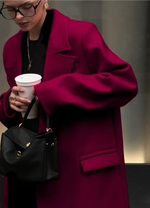 Бордове жіноче базове універсальне пальто жіноче демісезонне пальто кашемірове пальто