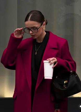 Бордове жіноче базове універсальне пальто жіноче демісезонне пальто кашемірове пальто