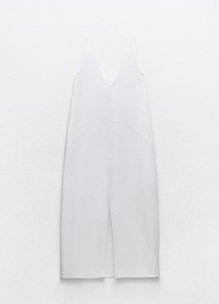 Комбінована поплінова біла сукня zara new3 фото