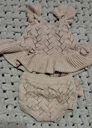 Вязаный набор майка с блумерами