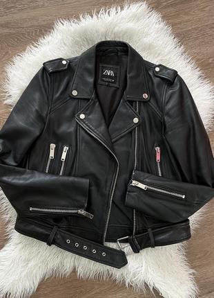 Косуха zara натуральная кожа куртка