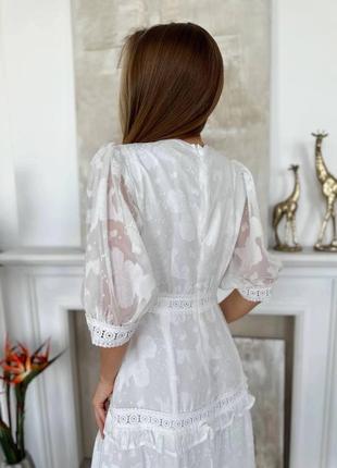 Изысканное вечернее платье миди шифон+кружево, вечернее платье из натуральной ткани/ мод 04064 фото