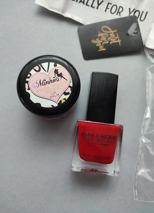 Набір : лак для нігтів, бальзам для губ minnies, бренд max & more