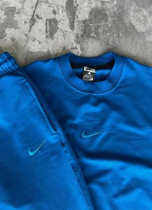 Чоловічий літній костюм nike футболка + штани синій комплект найк на літо (b)7 фото