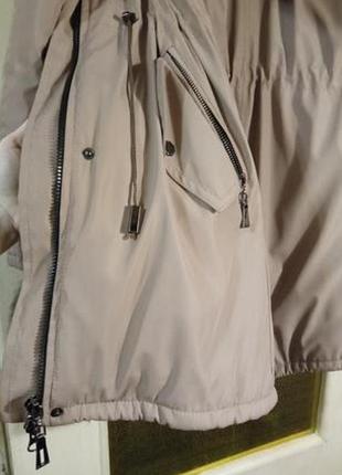 Зимова куртка, парка беж тепла з натуральним хутром, розмір хс-с