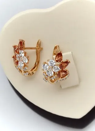 Сережки  із цирконами  фірма xuping  (медичне золото)