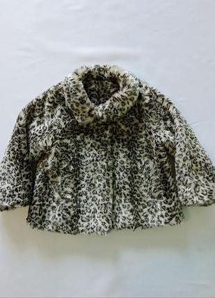 Пальто шубка легкая демисезонная куртка из искусственного меха с леопардовым принтом