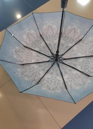 Зонт 10.2326.012.1 полуавтомат, с цветным атласным куполом. фоновый цвет бирюза.2 фото