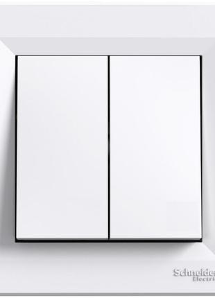 Выключатель 2-клавишный белый asfora schneider