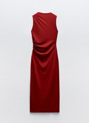 Сукня жіноча бордова драпірована zara new2 фото