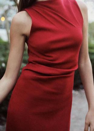 Сукня жіноча бордова драпірована zara new4 фото