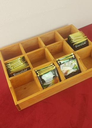 Органайзер дерев'яний для чаю на 12 осередків, 340*240*60мм wooden organizer