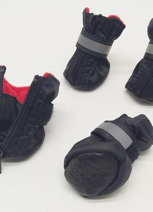 Обувь ботинки для собак с флисом черные 6*8,5*13