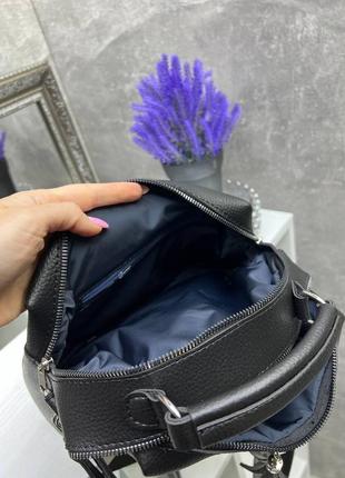 Жіноча стильна та якісна сумка з еко шкіри чорна6 фото