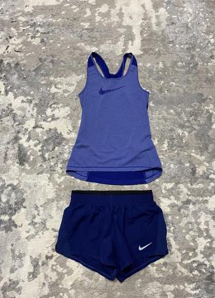 Жіночий женский спортивний комплект набір фітнес шорти топ шорты майка nike
