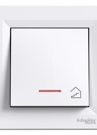 Вимикач кнопка "сходи" з підсвіткою білий 1-клавішний asfora schneider