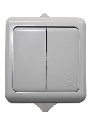 Вимикач подвійний ip54 сірий