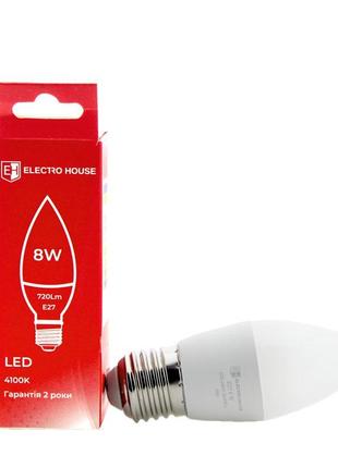 Led лампа свеча e27 8 вт 4100к