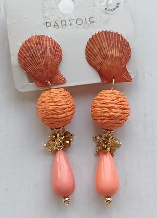 Яскраві легкі сережки кліпси шандельєри parfois мушля